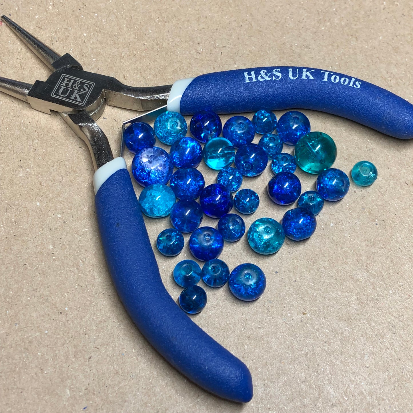 Blue shades crackle glass beads