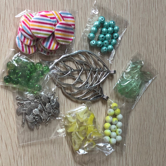 Bead and charm jewellery making bundle 10 with stripes and leaves