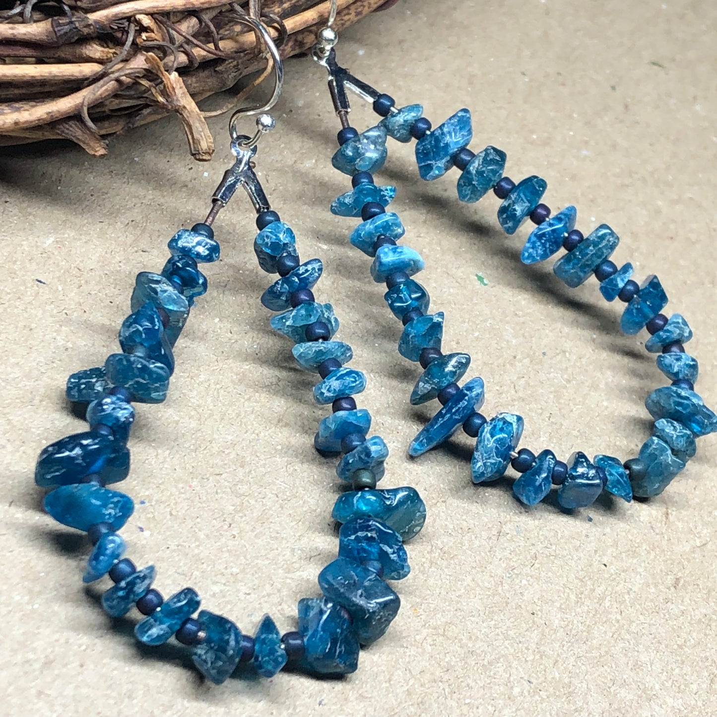 Blue Apatite hoop earrings