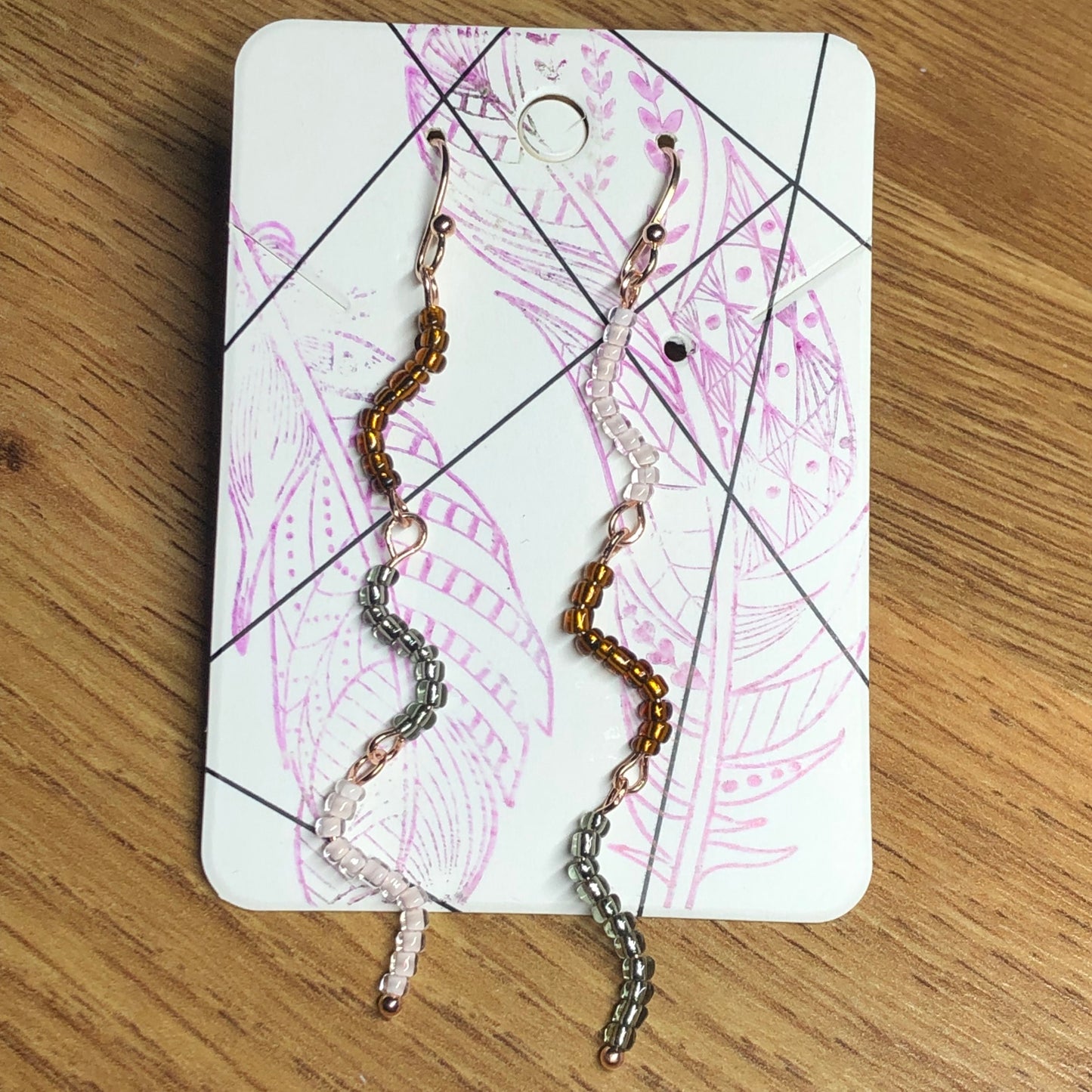 Get a Wiggle On - long seed bead glass earrings