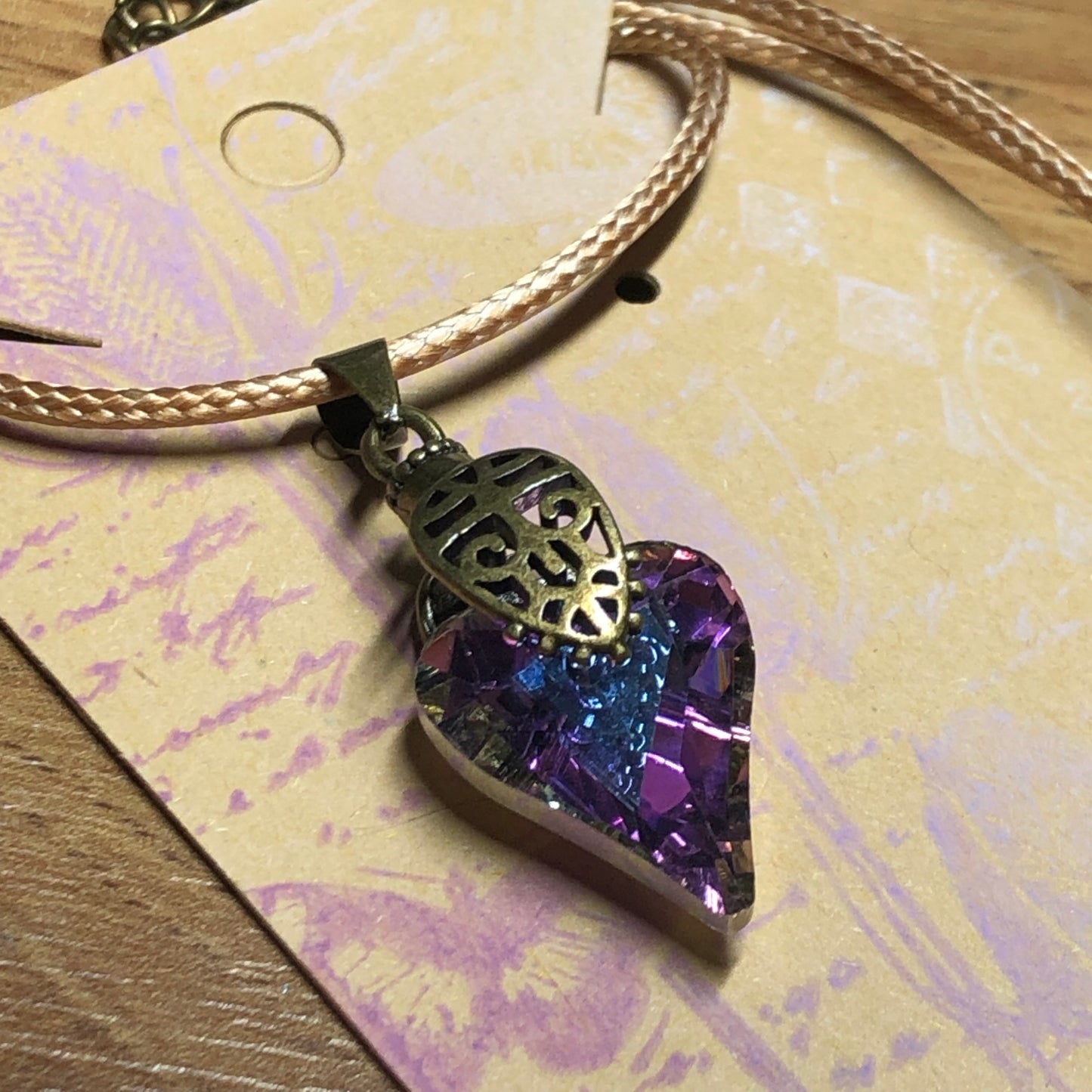Loubajac - Pink crystal heart pendant necklace