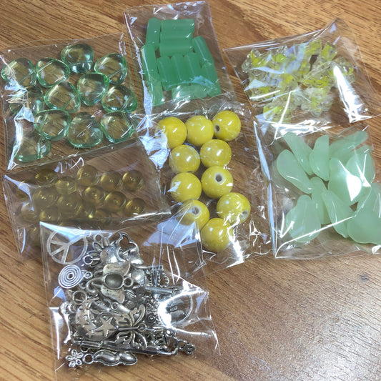 Yellow green bead and charm bundle pack 01