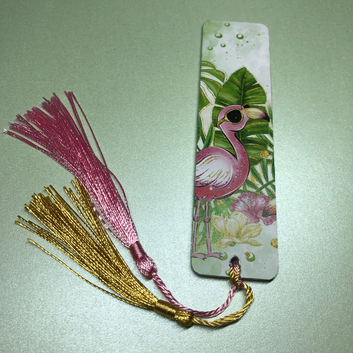 Floral Flamingo wooden bookmark