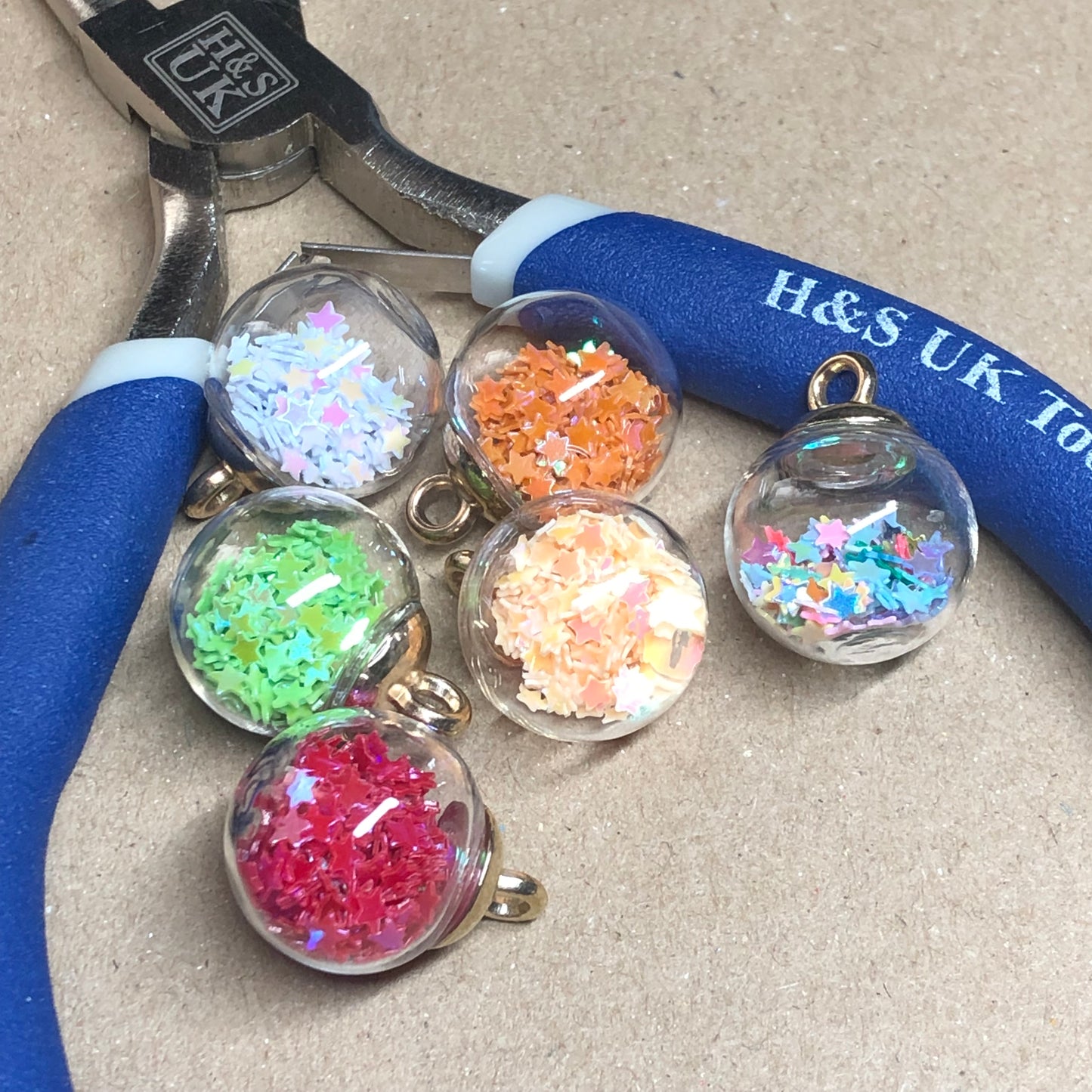 Glitter filled bauble pendants