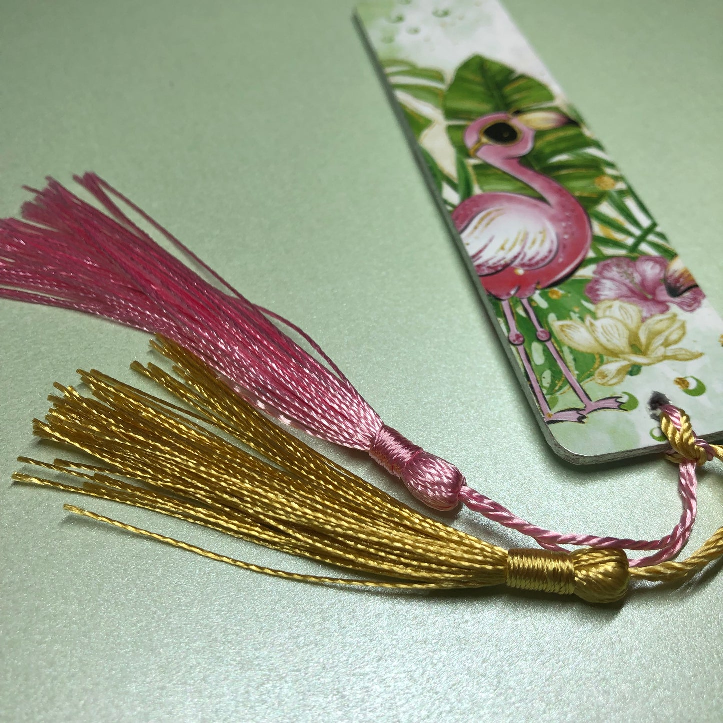 Floral Flamingo wooden bookmark