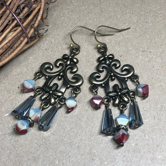 Pastel porcelain crystal chandelier earrings