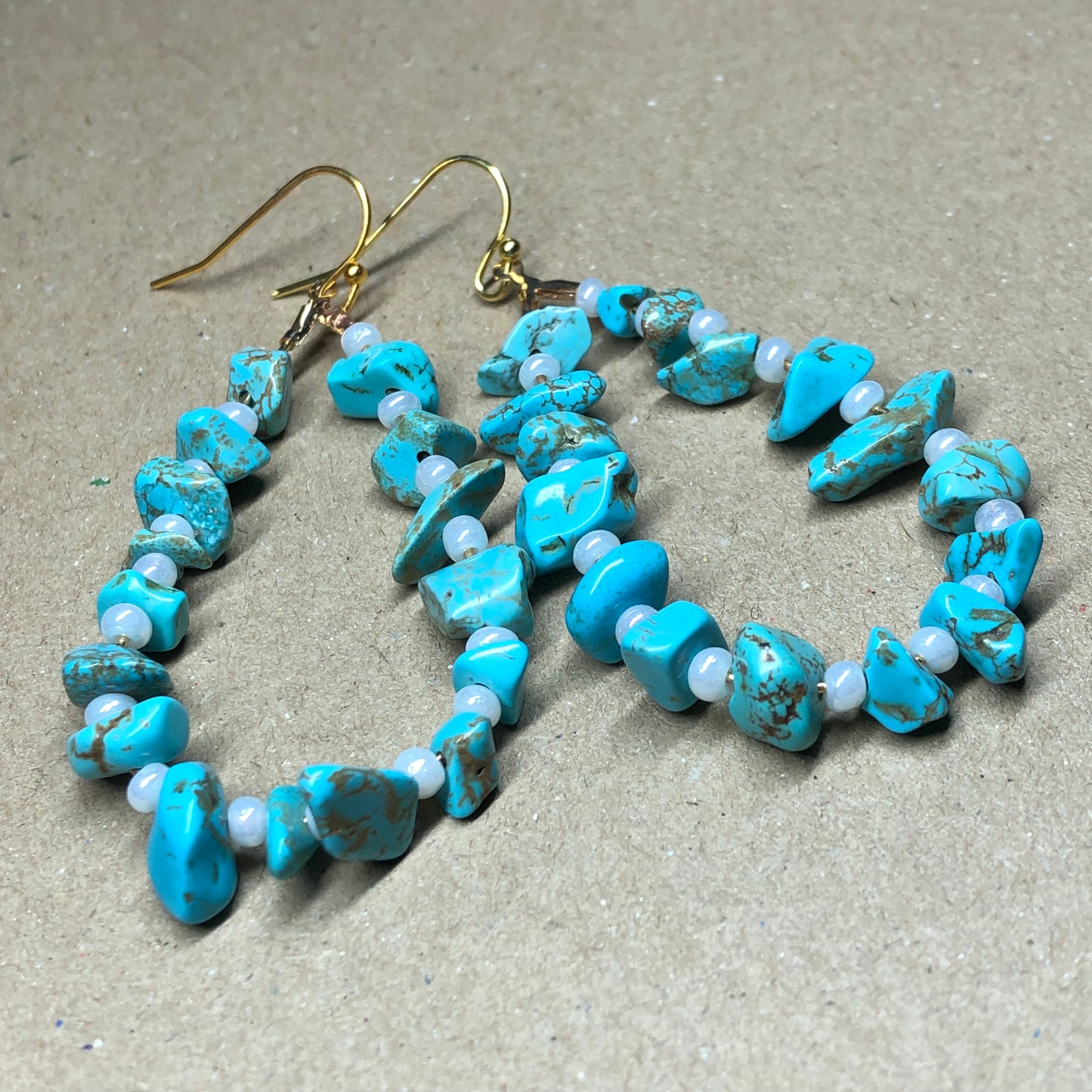 Blue peardrop Howlite hoop earrings