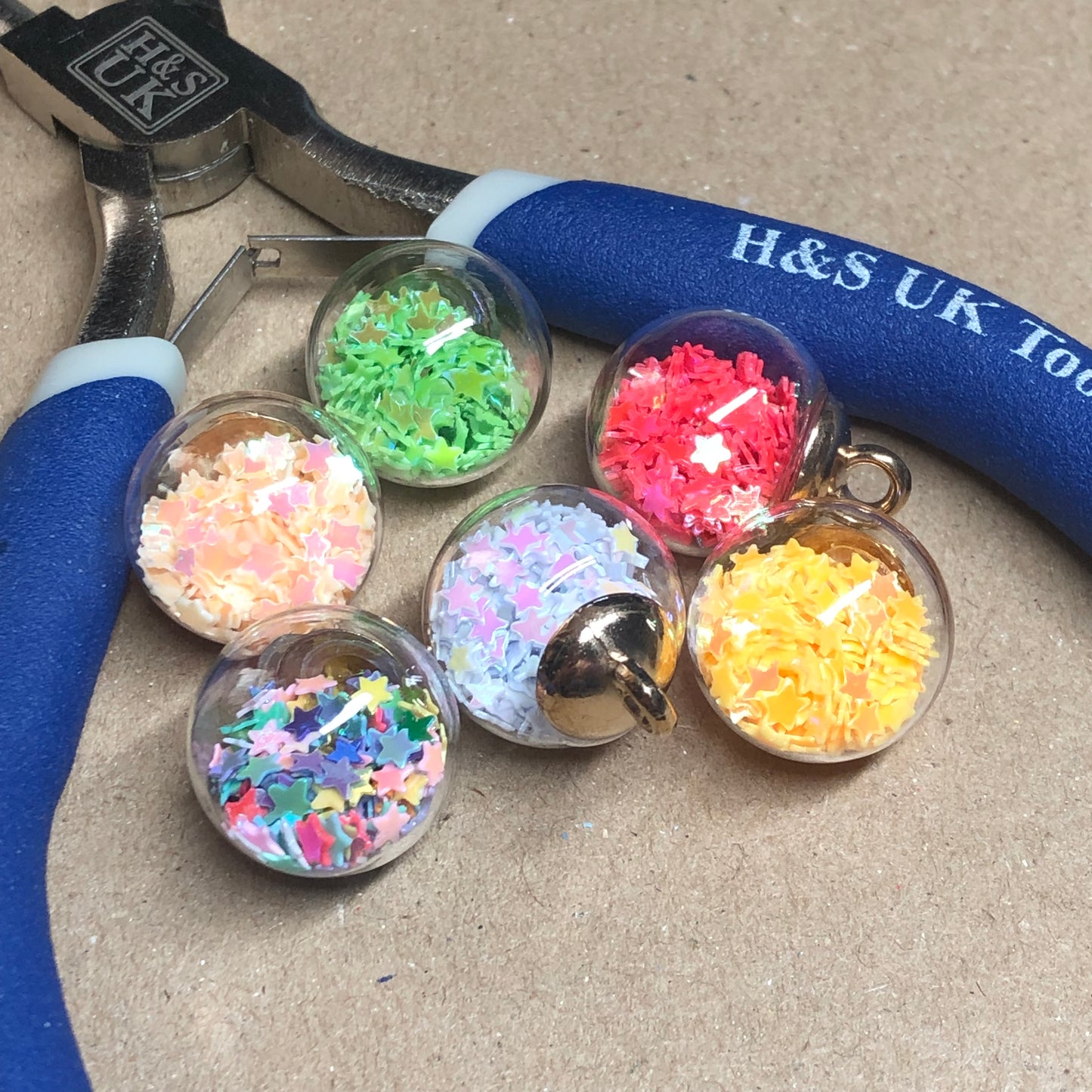 Glitter filled bauble pendants