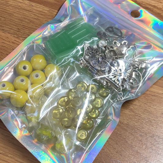 Yellow green bead and charm bundle pack 01