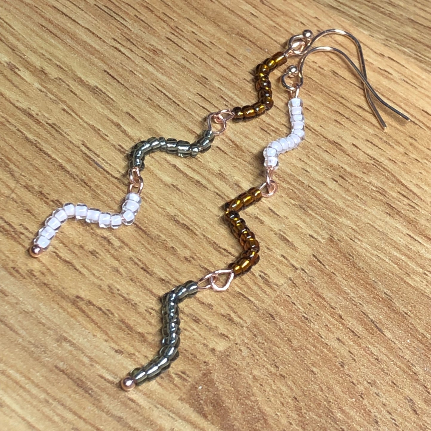 Get a Wiggle On - long seed bead glass earrings