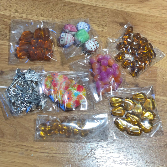 Mixed bead and charm bundle pack 09 floral shell and owl beads