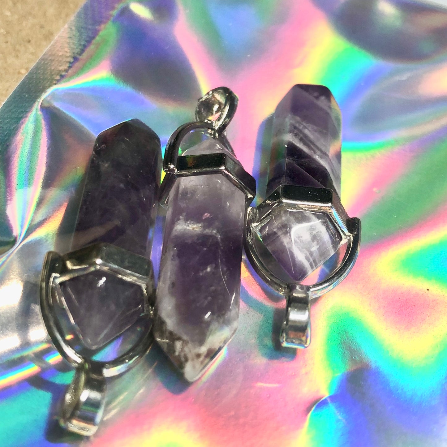 Amethyst point pendant charms