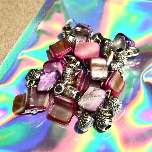 Pink and purple shell pendant charms