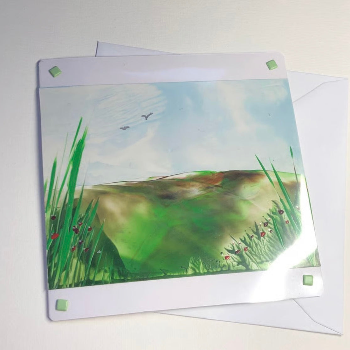 Landscape - Encaustic art wax landscape painting greeting card art