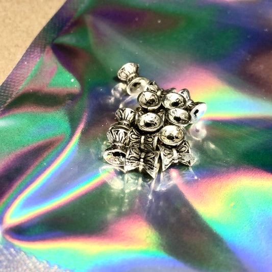 Silver hourglass bead spacers