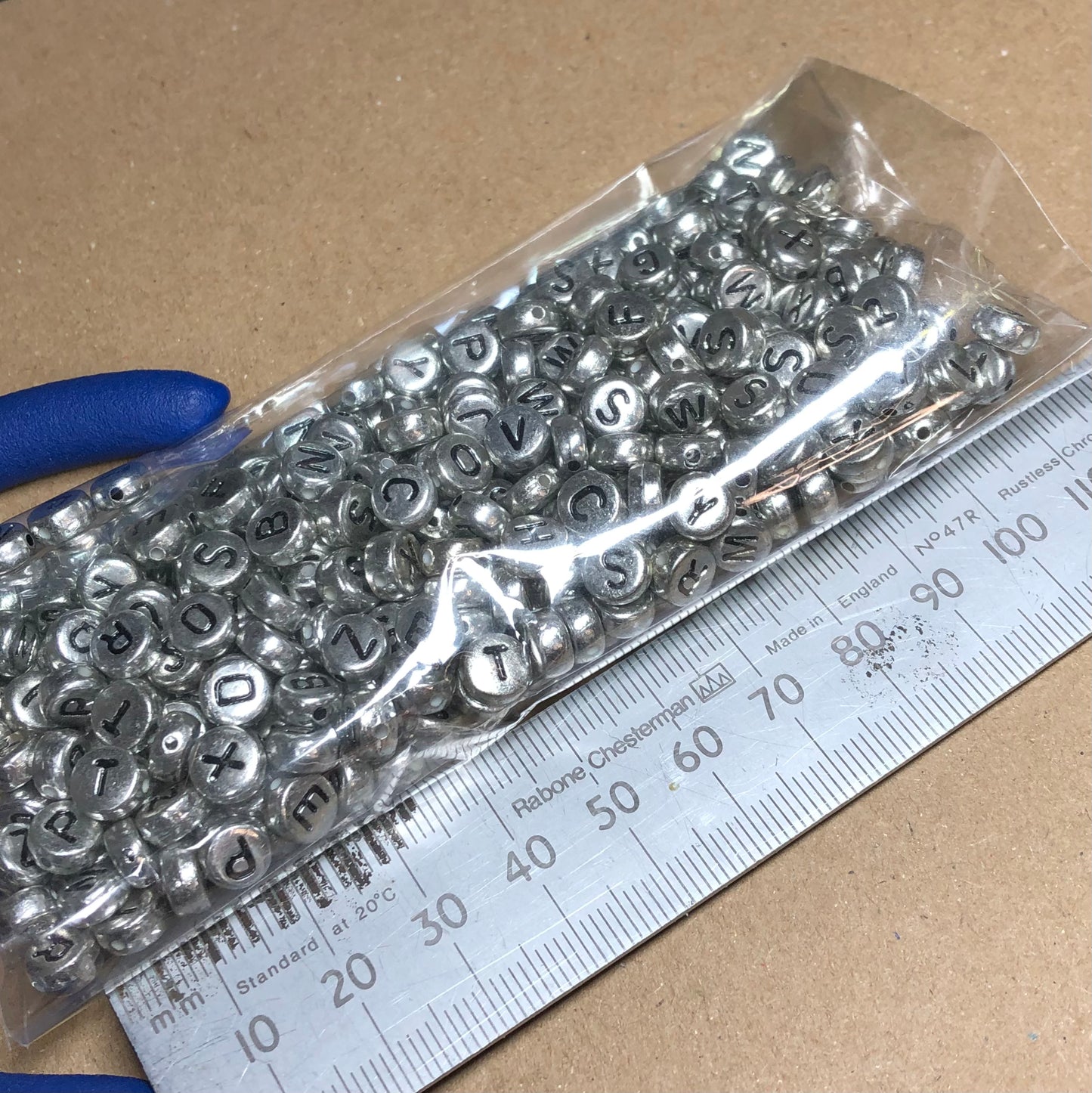 Silver alphabet beads 6mm