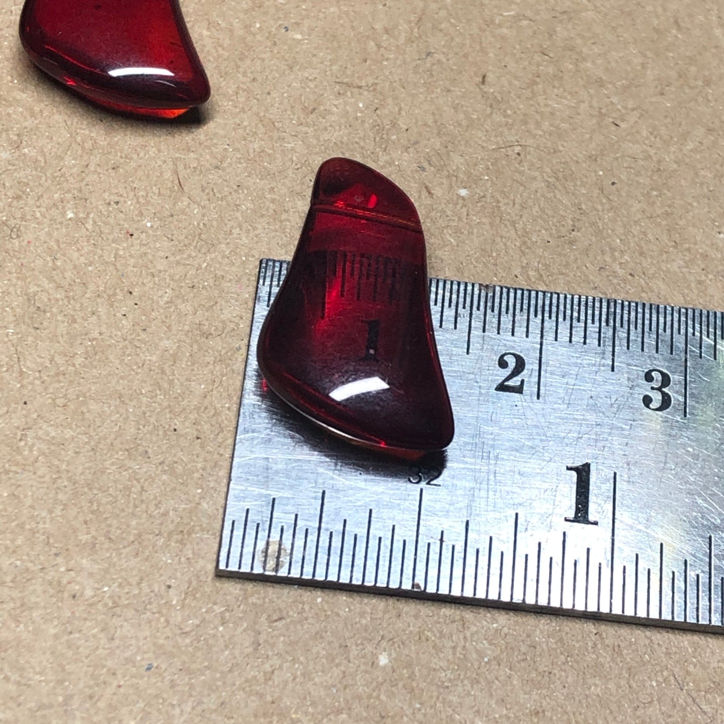 Deep red glass wave beads