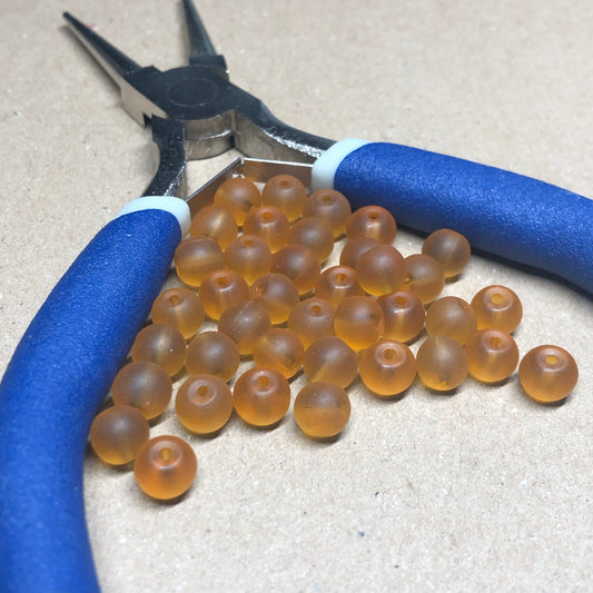 Honey yellow frosted glass beads