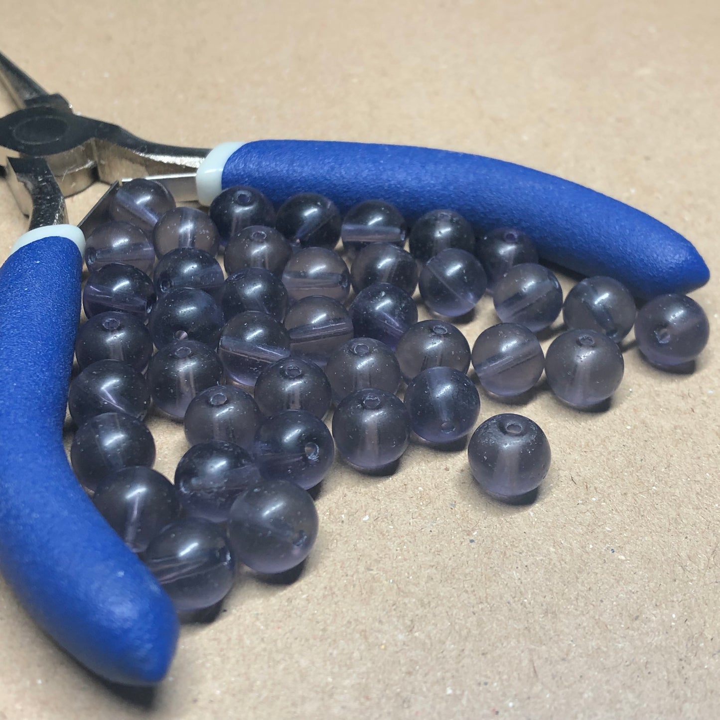 Purple round glass beads 9mm