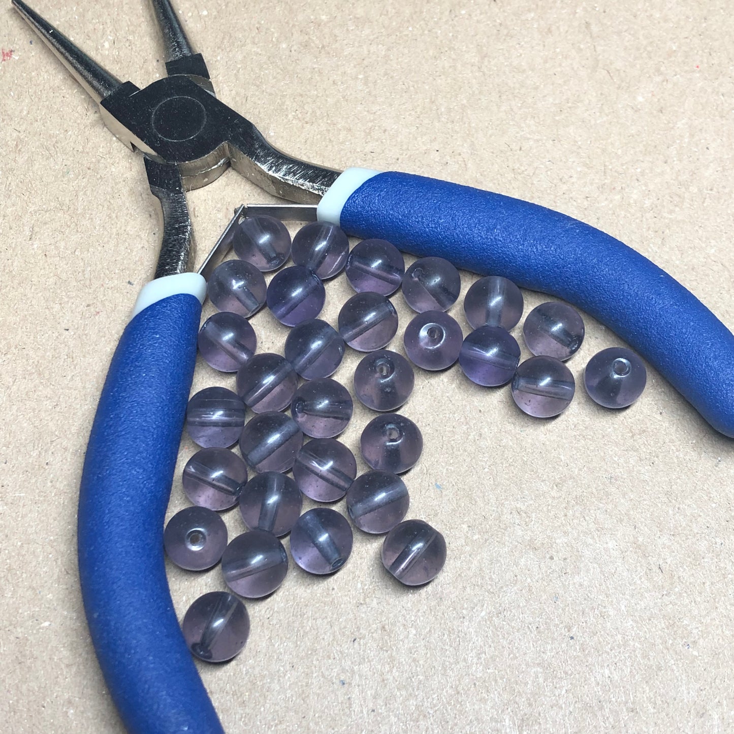 Purple round glass beads 8mm