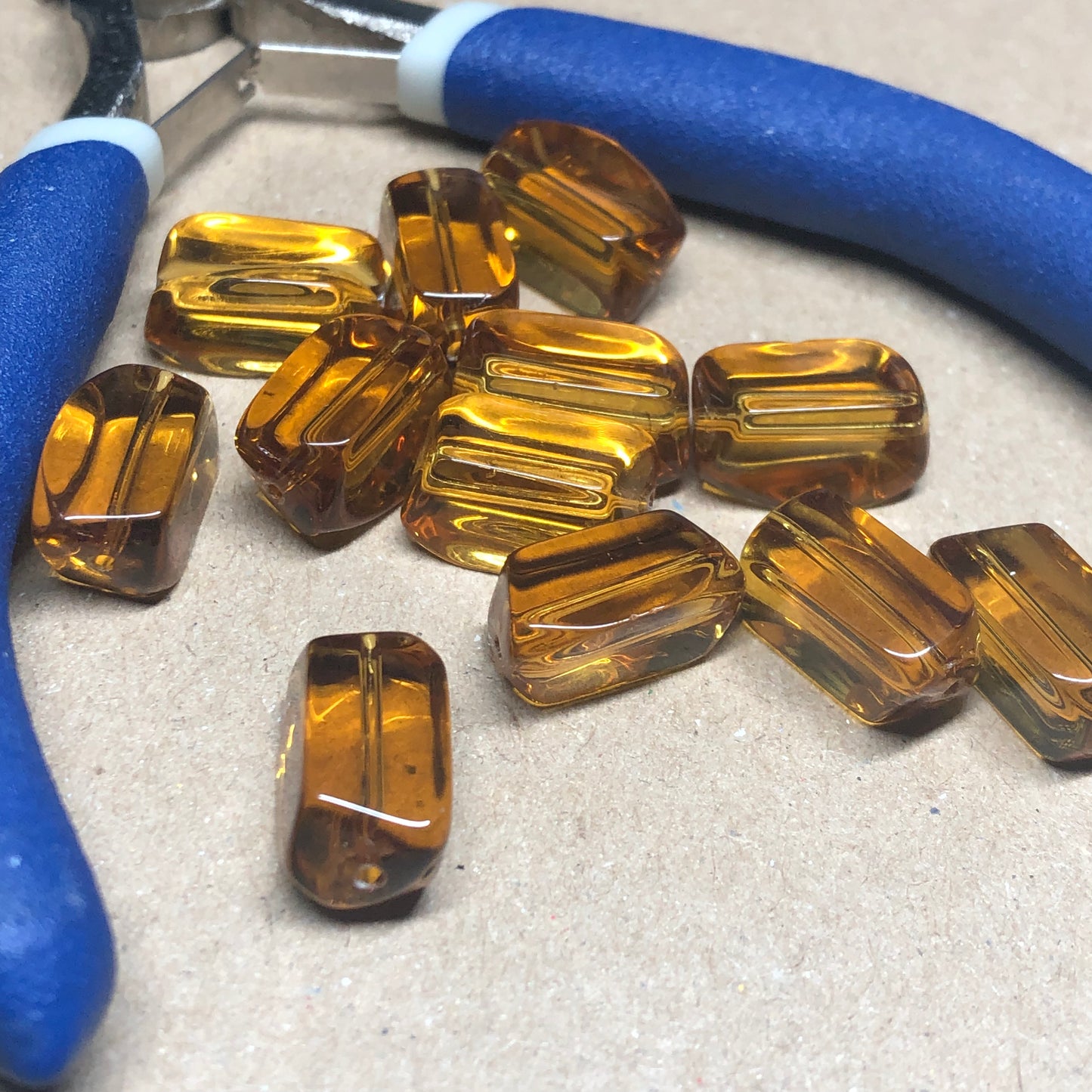 Golden syrup irregular rectangular beads