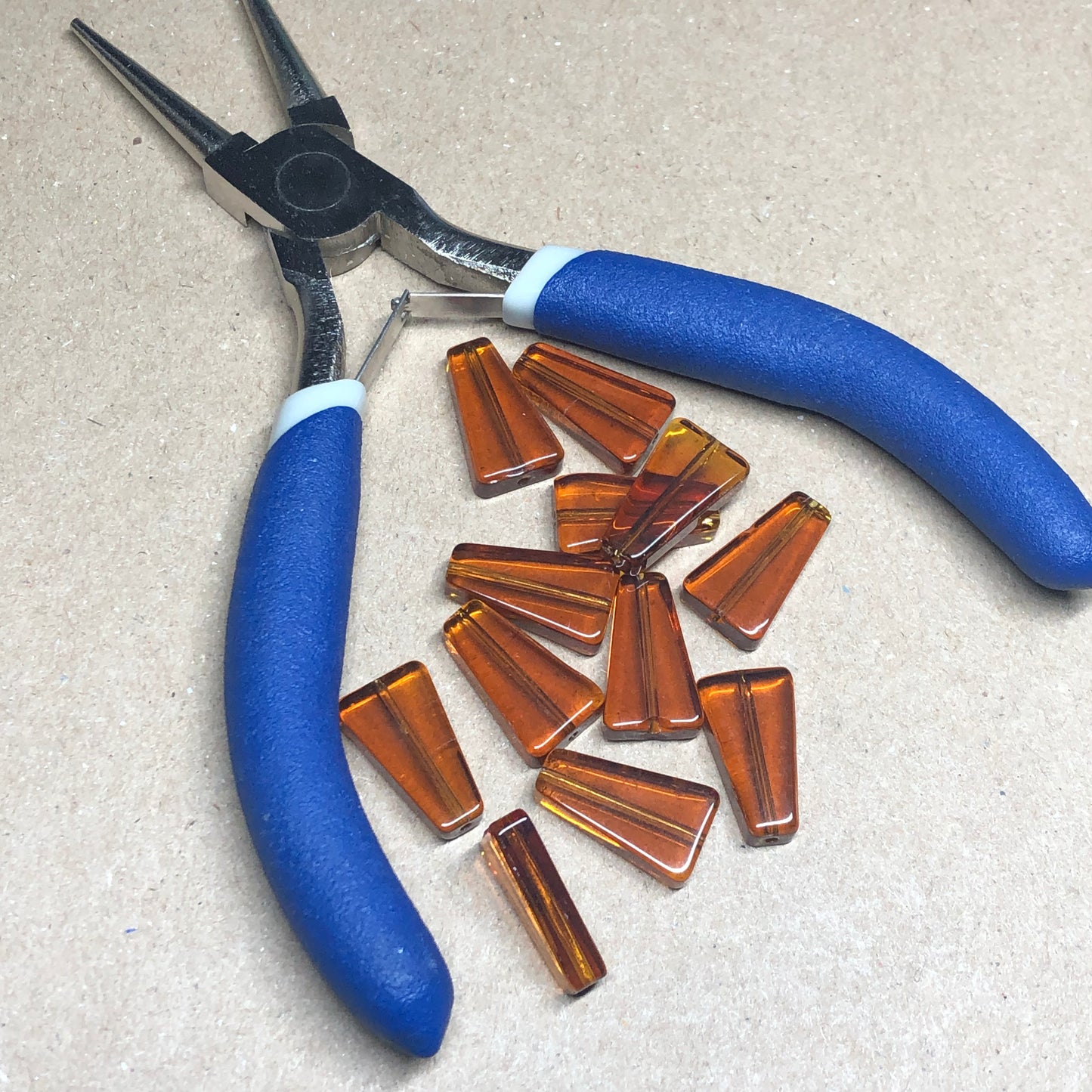 Brown rhomboid glass beads