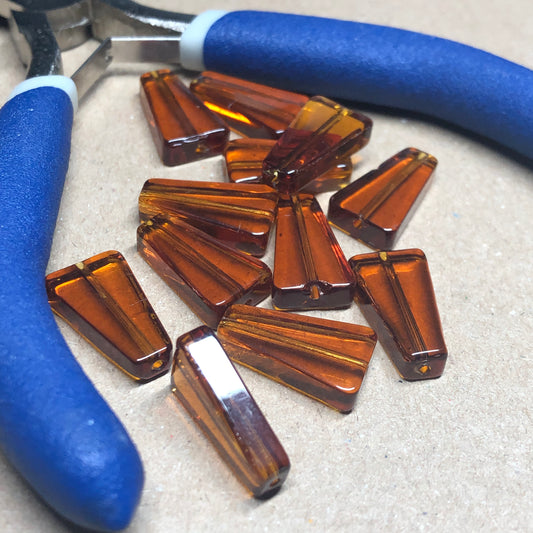 Brown rhomboid glass beads