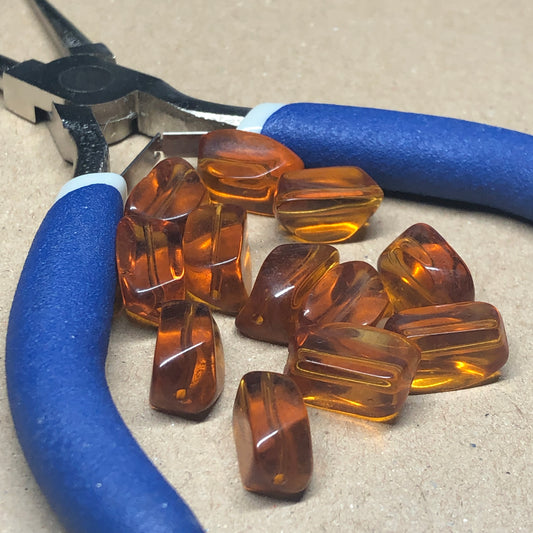 Golden amber irregular rectangular beads