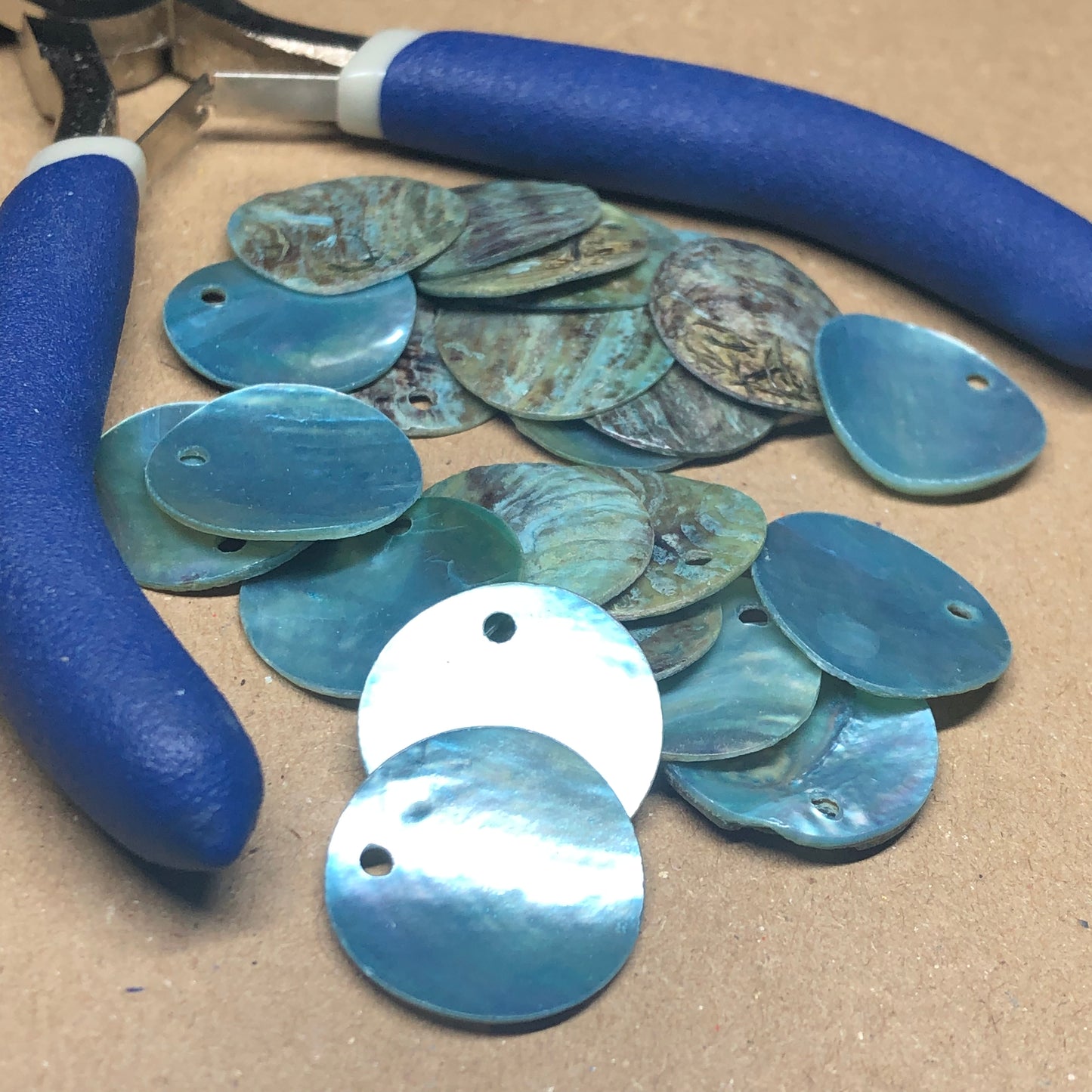 Turquoise blue shell slice beads