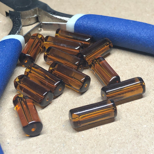 Brown glass tube beads