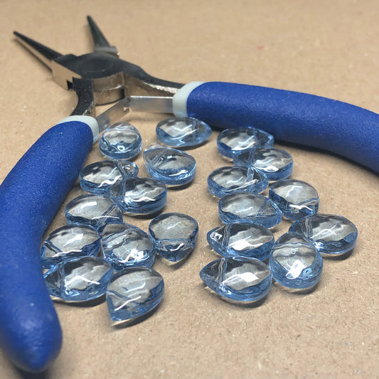 Light blue teardrop shaped glass beads