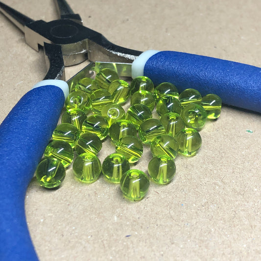 Lime green glass beads 6mm