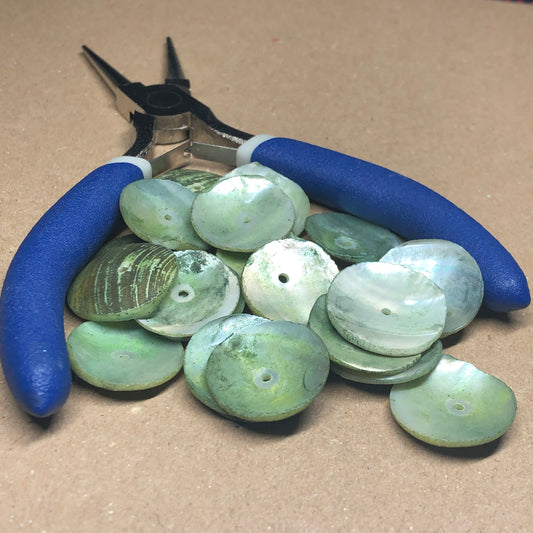 Green shell slice beads