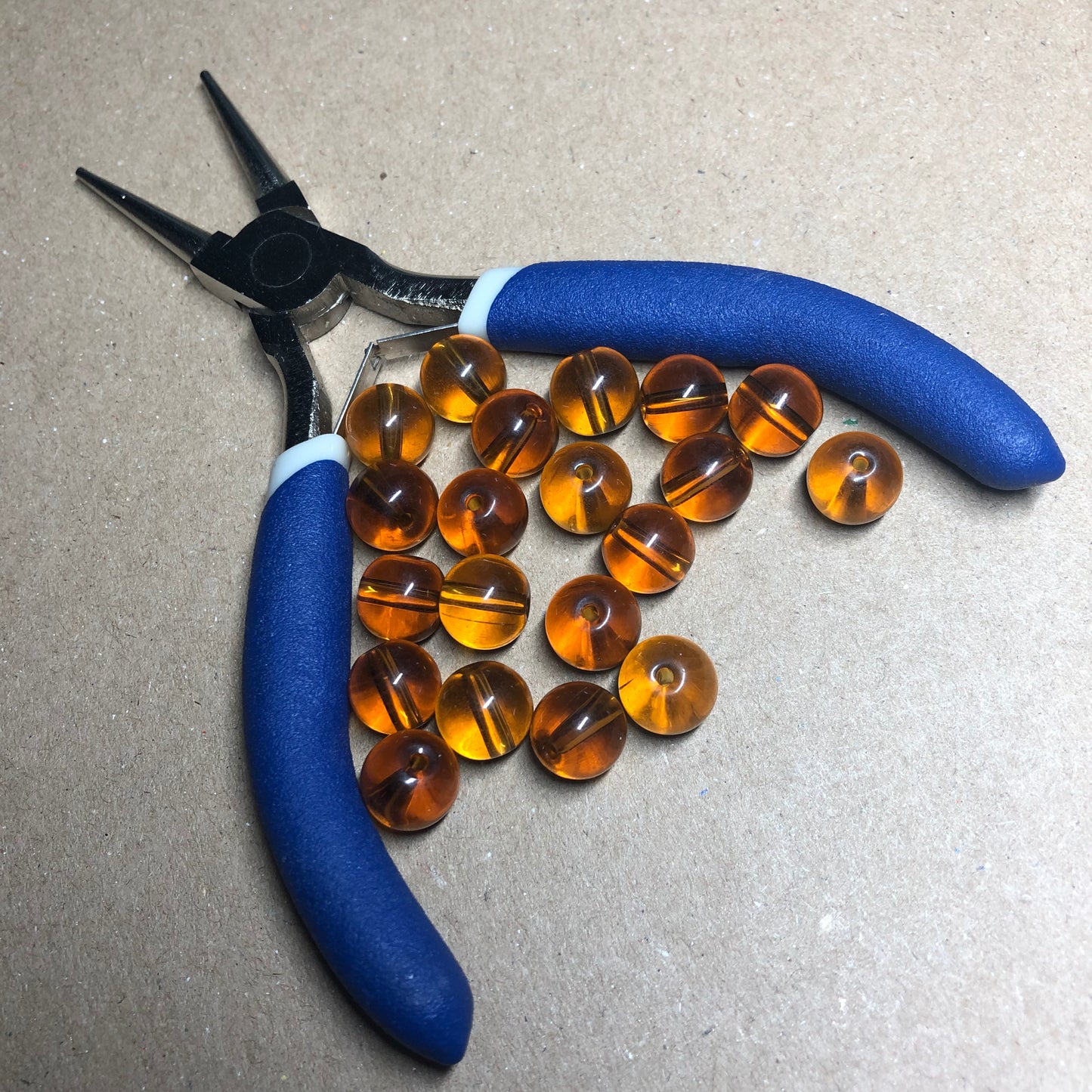 Amber glass beads 10mm