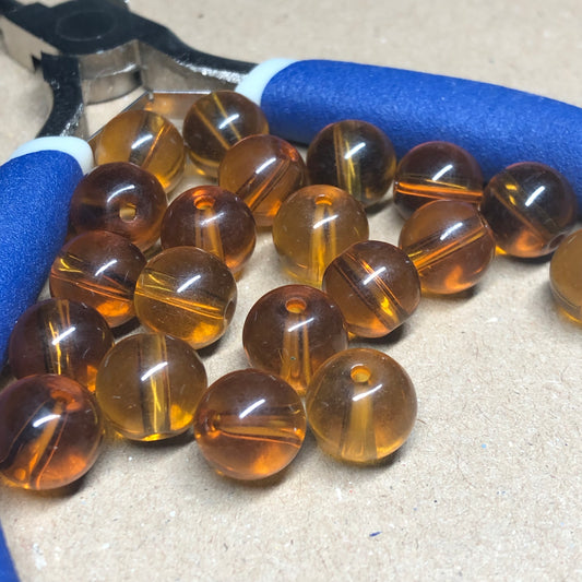 Amber glass beads 10mm