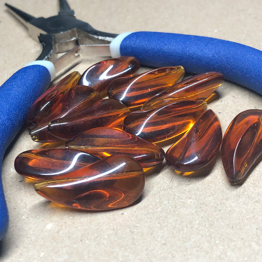 Brown long waterdrop glass beads