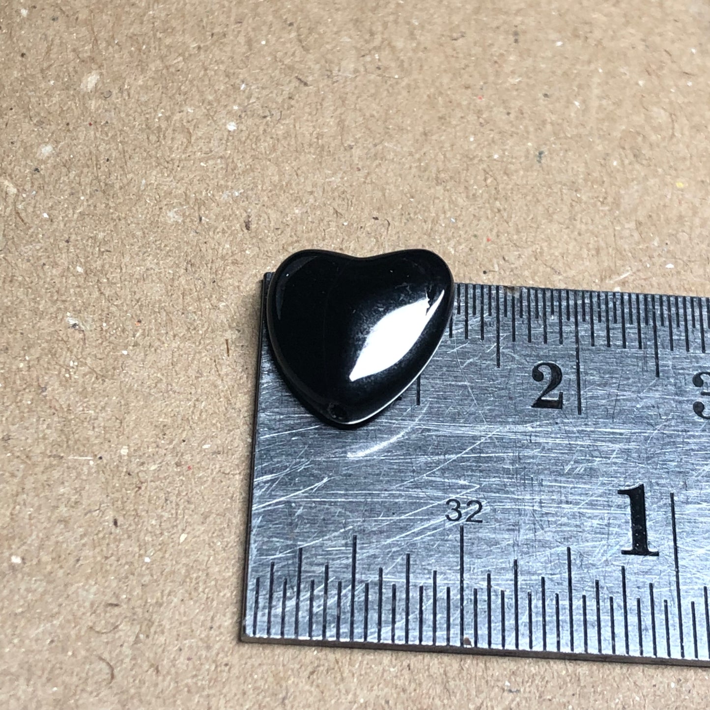 Black glass heart beads 12mm