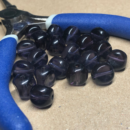 Purple glass twist beads 10mm