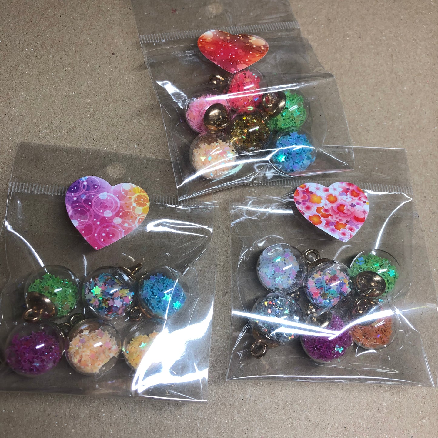 Glitter filled bauble pendants