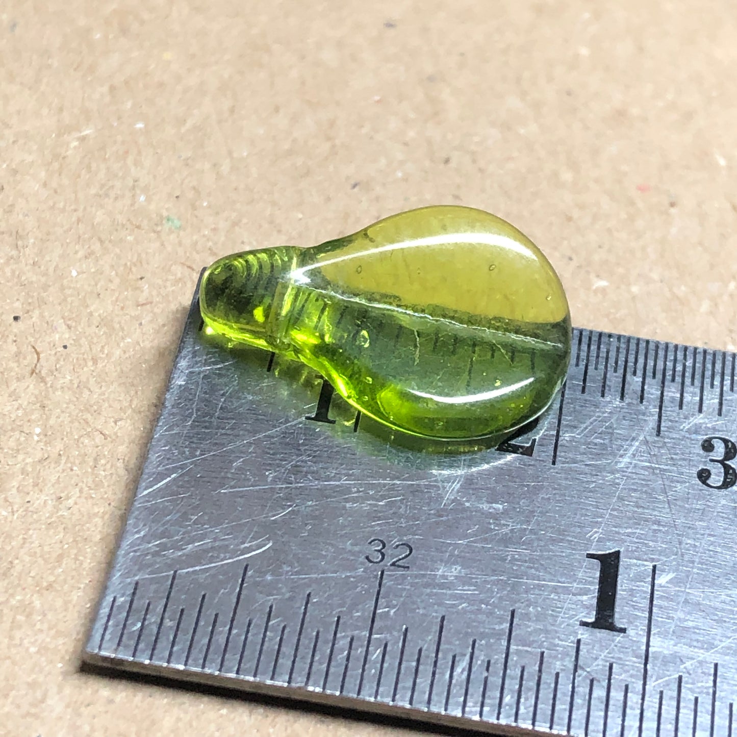 Green glass leaf beads