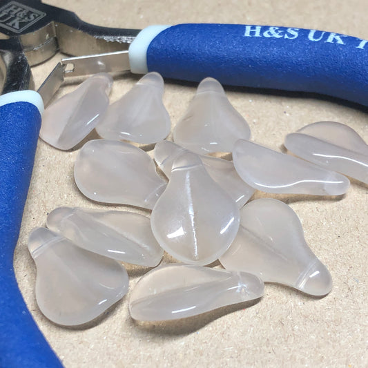 Opaque beige glass leaf beads