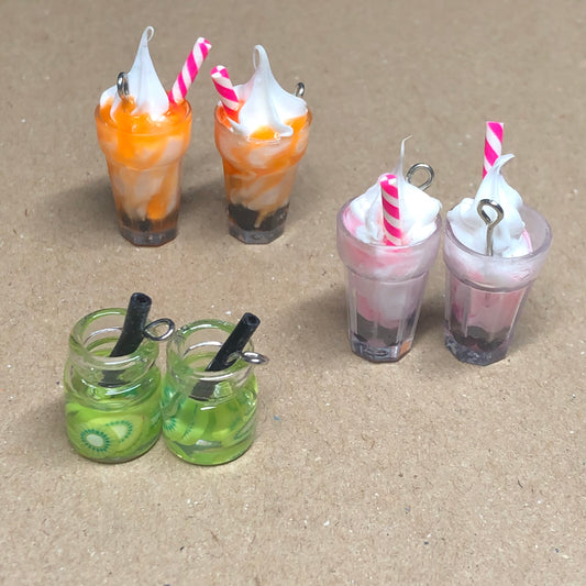 Six fruity ice cream sundae drink charm pendants