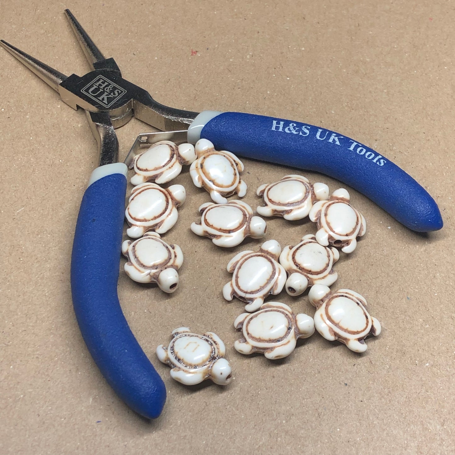 White Howlite turtle beads