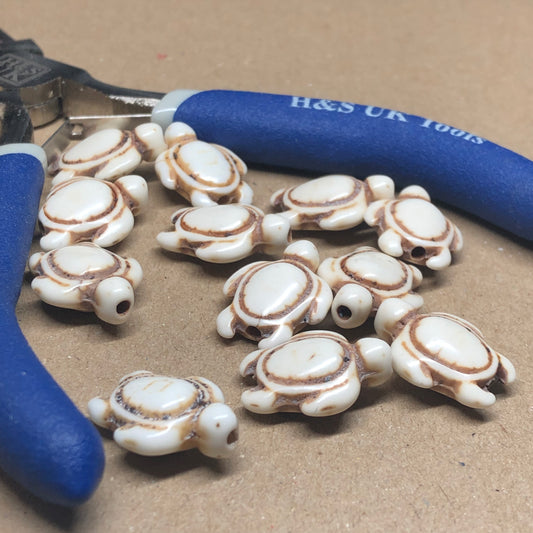 White Howlite turtle beads