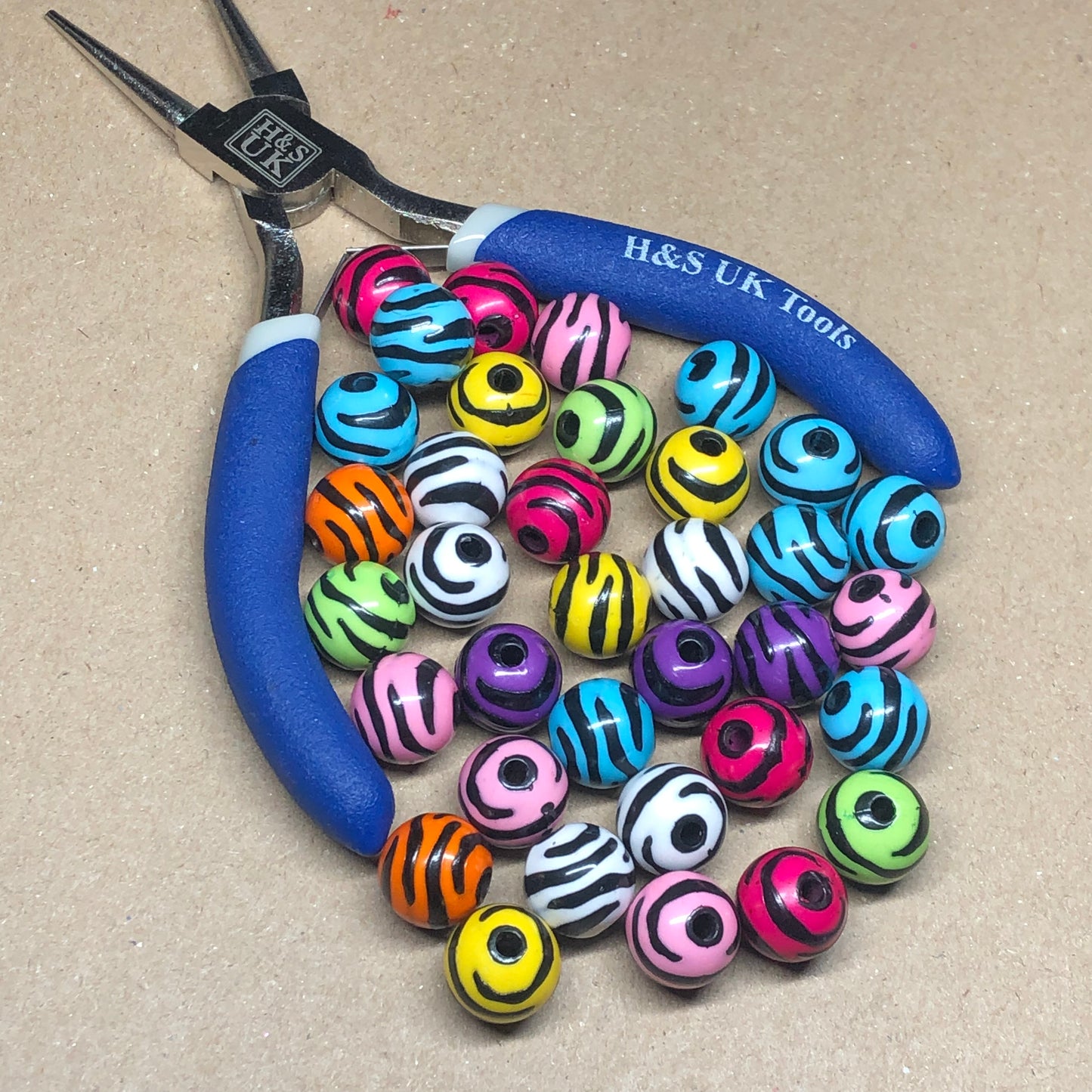 Colourful zebra stripe acrylic beads