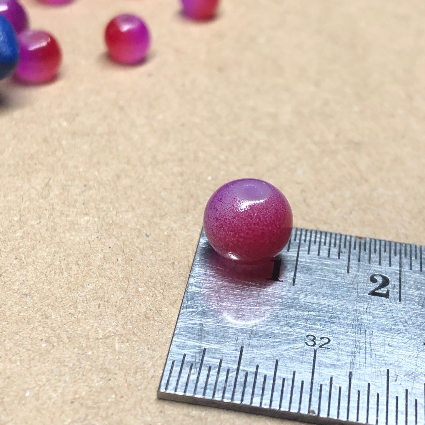 Red and purple glass beads