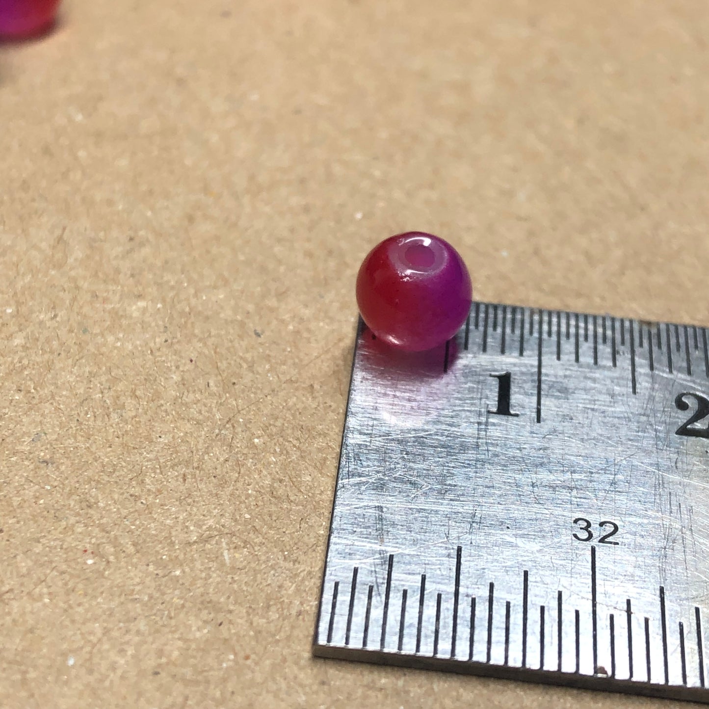 Red and purple glass beads