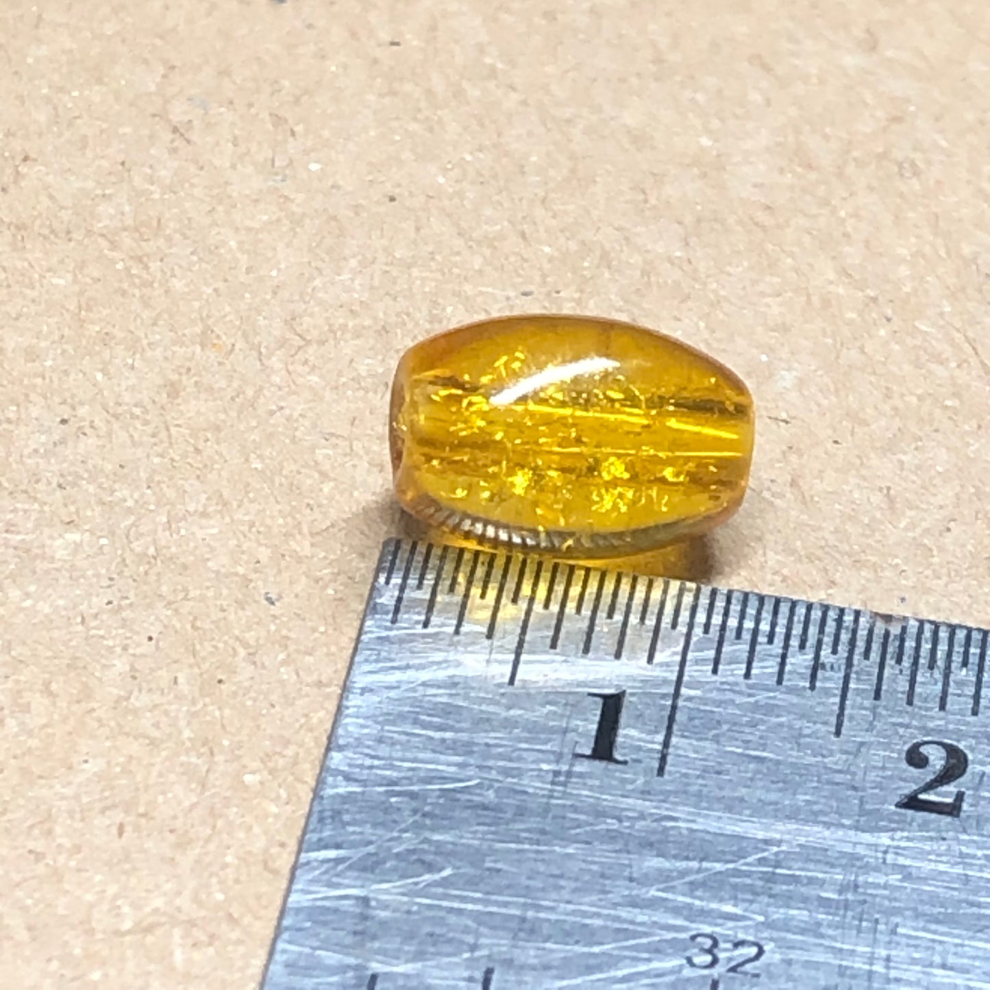 Yellow oval acrylic crackle beads