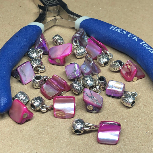 Pink and purple shell pendant charms