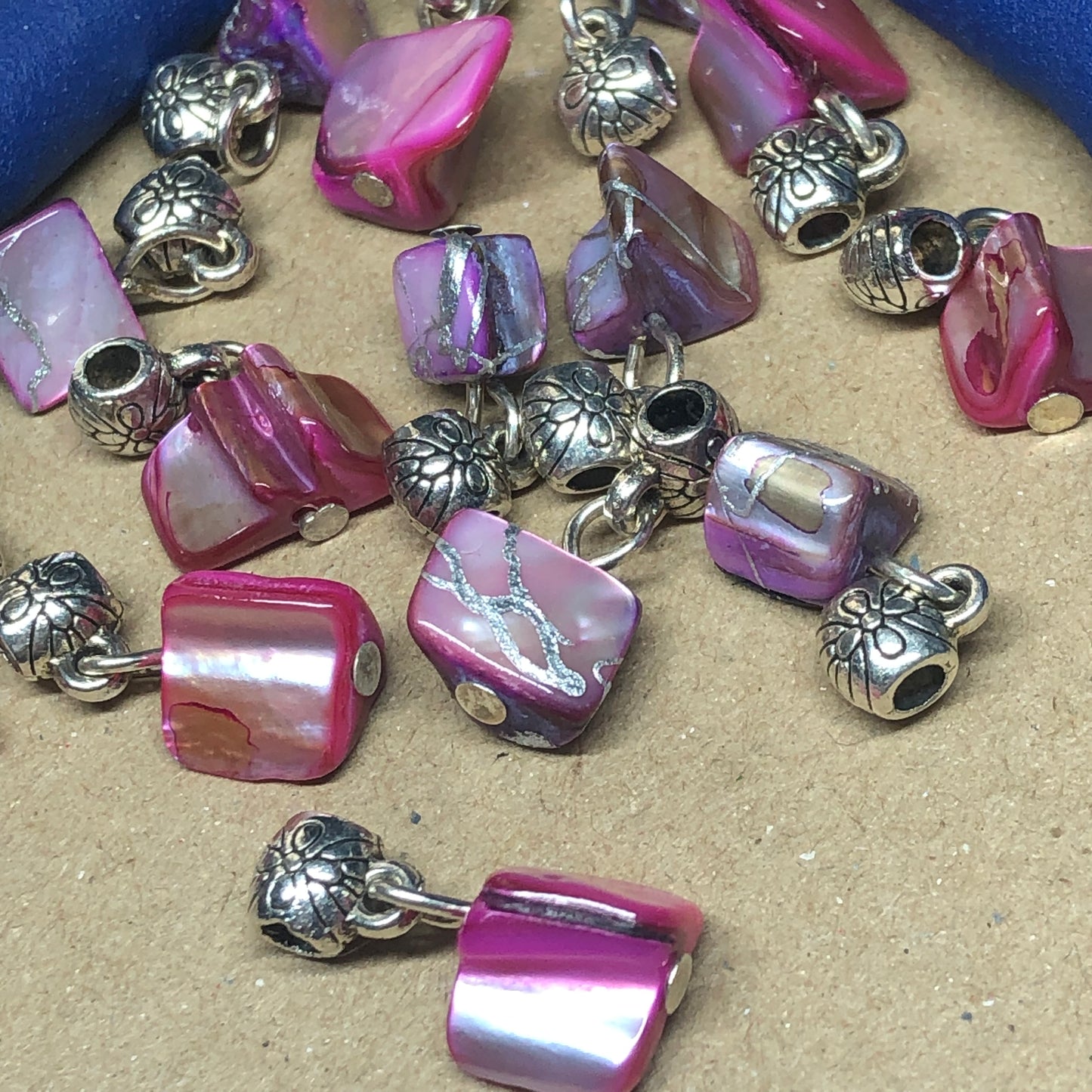 Pink and purple shell pendant charms